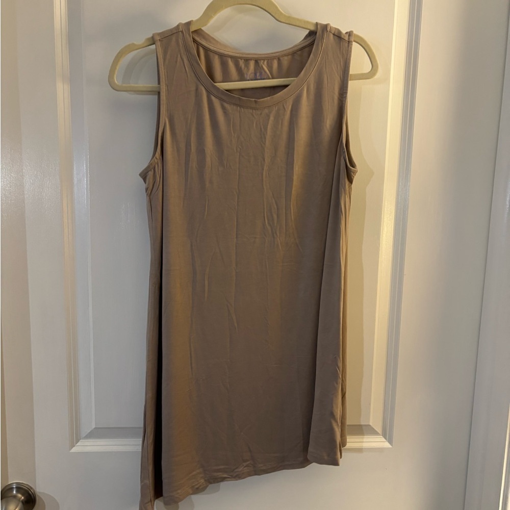 Logo Layers Sleeveless Tan Women's Top sz Med New
